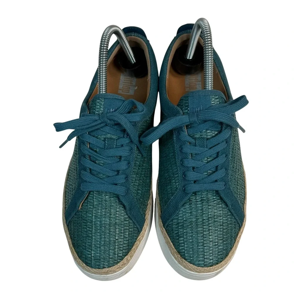 FitFlop Rally Woven Espadrille Sneakers Teal Blue BK9-641 Womens 7
